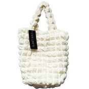 Wholesale - IVORY QUILTED LONG SATCHEL HANDBAG W/TOP ZIPPER C/P 12